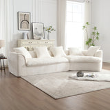 Sectional Sofa Chenille With Plush Soft Cushions Beige - Furniture Home Direct