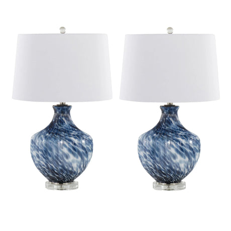 Lotus - Contemporary Table Lamp (Set of 2) - True Navy / Gold / Polished Nickel / Clear Crystal - Furniture Home Direct