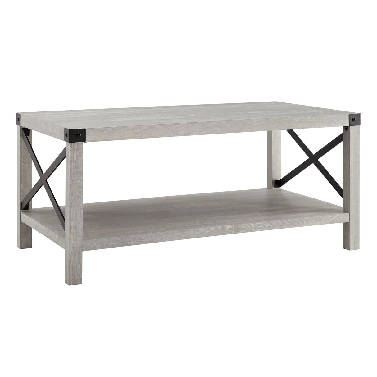 Farmhouse Metal X Table With Lower Shelf - Furniture Home Direct