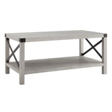 Farmhouse Metal X Table With Lower Shelf - Furniture Home Direct