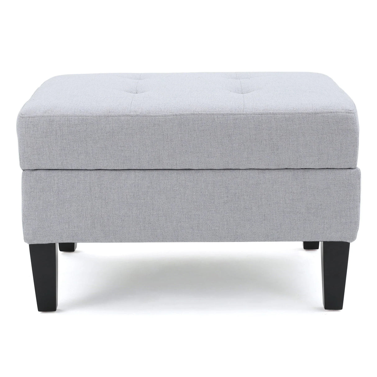 Ottoman With Birch Wood Legs And Cushioned Top For Comfort