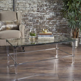 Ultra Modern Rectangle Coffee Table With Tempered Glass Surface - Clear