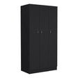 Wardrobe Armoire With 3 Doors And 2 Inner Drawers, 3 Doors - Black - Furniture Home Direct