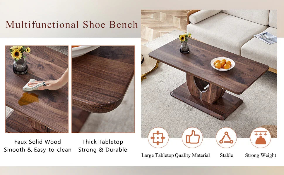 Coffee Table Modern Rectangular Walnut Finish Walnut - Furniture Home Direct