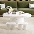 Cloud - Coffee Table (Set of 3), Irregular Shape Coffee Table With 2 Drawers, 2 Small Stools For Living Room - White - Furniture Home Direct