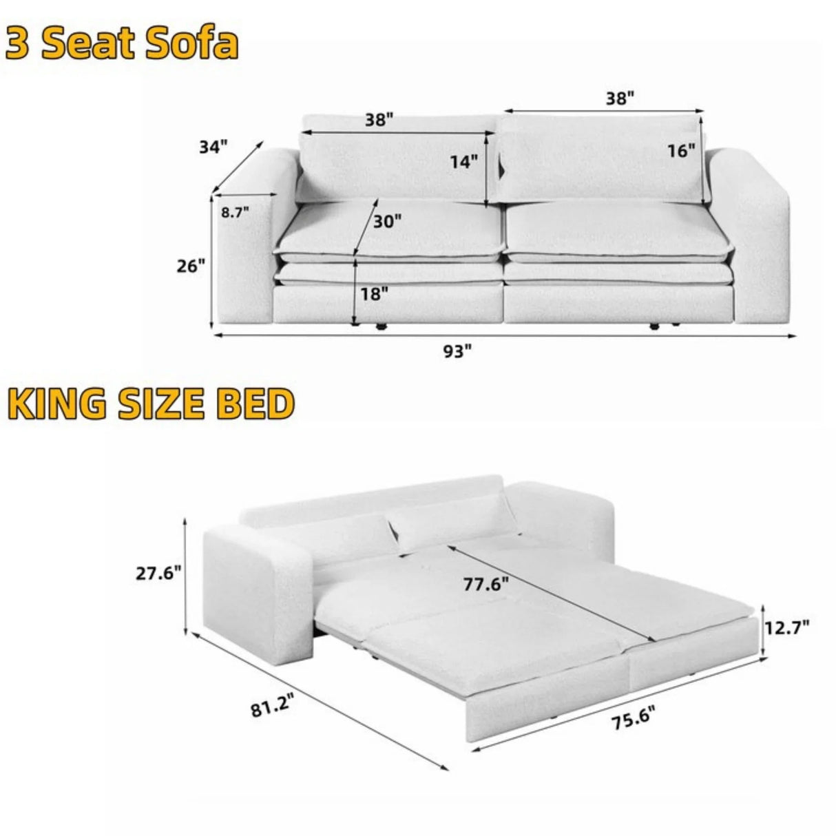 Sleeper Pull Out Sofa Bed, 3 In 1 Convertible Chaise Lounge - Furniture Home Direct