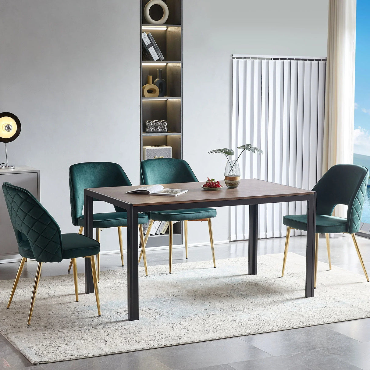 Velvet Dining Chairs With Metal Legs And Hollow Back Upholstered Dining Chairs - Furniture Home Direct