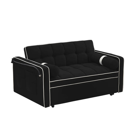 Modern Convertible Sleeper Sofa Couch With Pull Out Bed With Pillows & Side Pockets For Small Space, Living Room - Furniture Home Direct