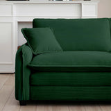Modern Living Room 3 Piece Set - Green Corduroy - Furniture Home Direct