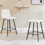 Counter Height Bar Stools Upholstered PU Leather White - Furniture Home Direct
