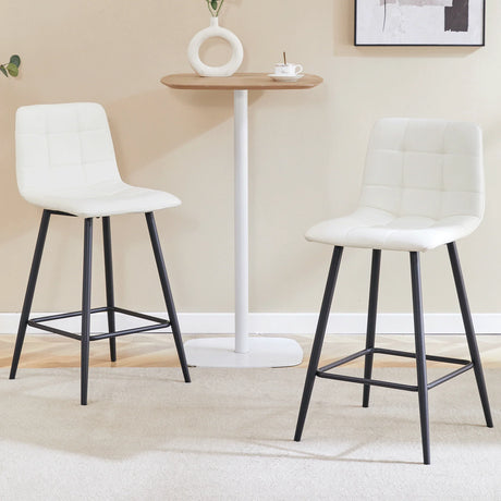 Counter Height Bar Stools Upholstered PU Leather White - Furniture Home Direct