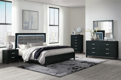 Queen Bed Set With Dresser Mirror Chest Nightstand Black - Furniture Home Direct