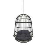 Rustic Hanging Basket Chair With Cushion