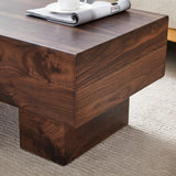 Coffee Table Solid Wood Long Rectangular Dark Walnut - Furniture Home Direct
