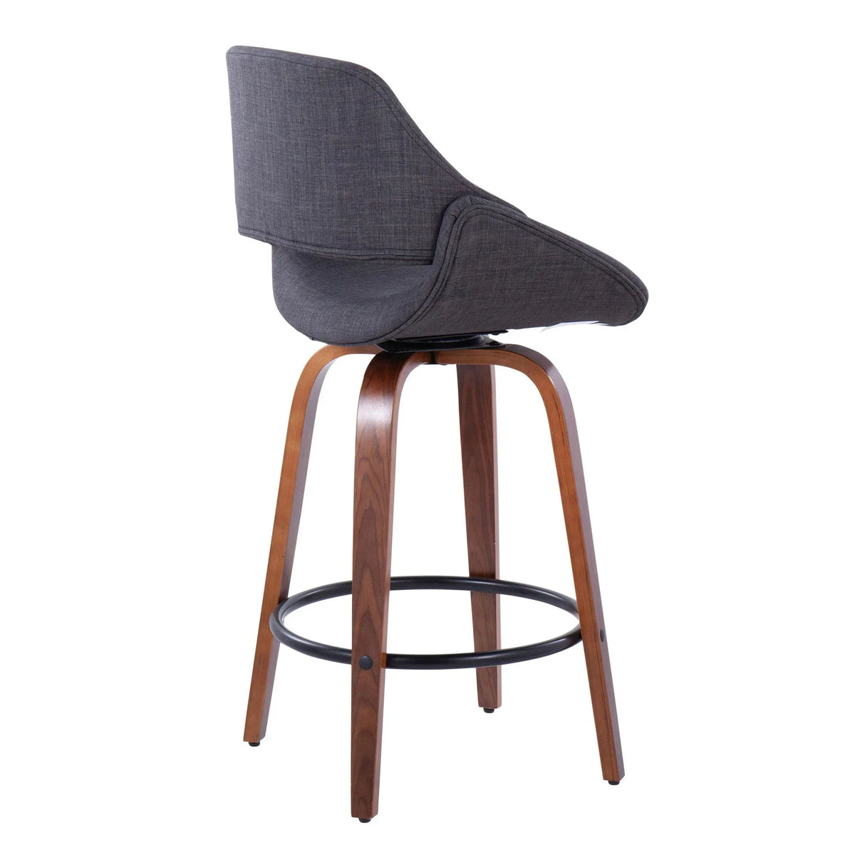 Fabrico - Mid Century Modern Fixed Height Counter Stool & Round Footrest (Set of 2) - Furniture Home Direct