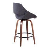 Fabrico - Mid Century Modern Fixed Height Counter Stool & Round Footrest (Set of 2) - Furniture Home Direct