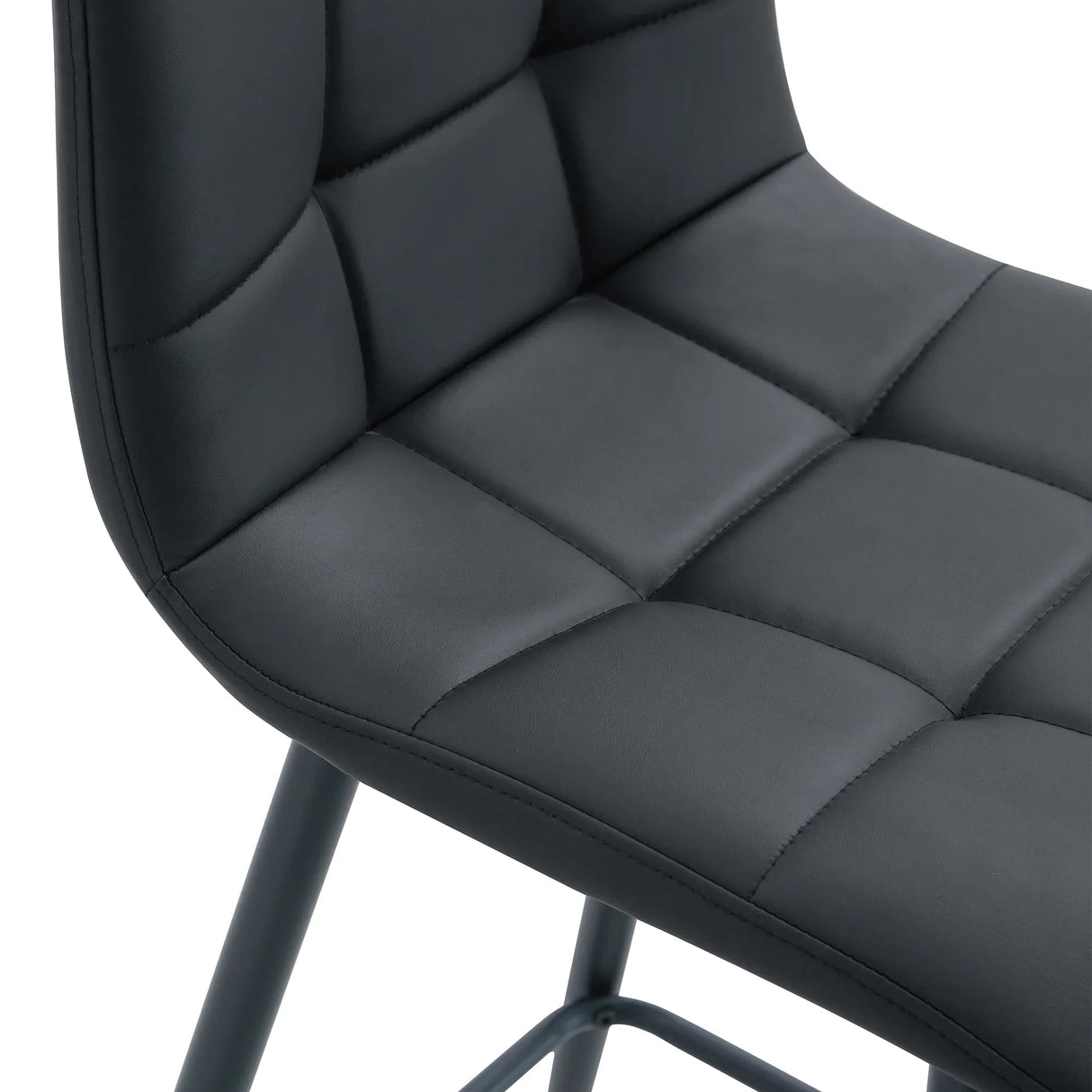 Counter Stool Set Faux Leather Tufted Cushions Black - Furniture Home Direct