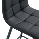 Counter Stool Set Faux Leather Tufted Cushions Black - Furniture Home Direct