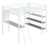 Bed With 3 Layers Of Shelves And Desk, Stylish Frame Bed - Furniture Home Direct