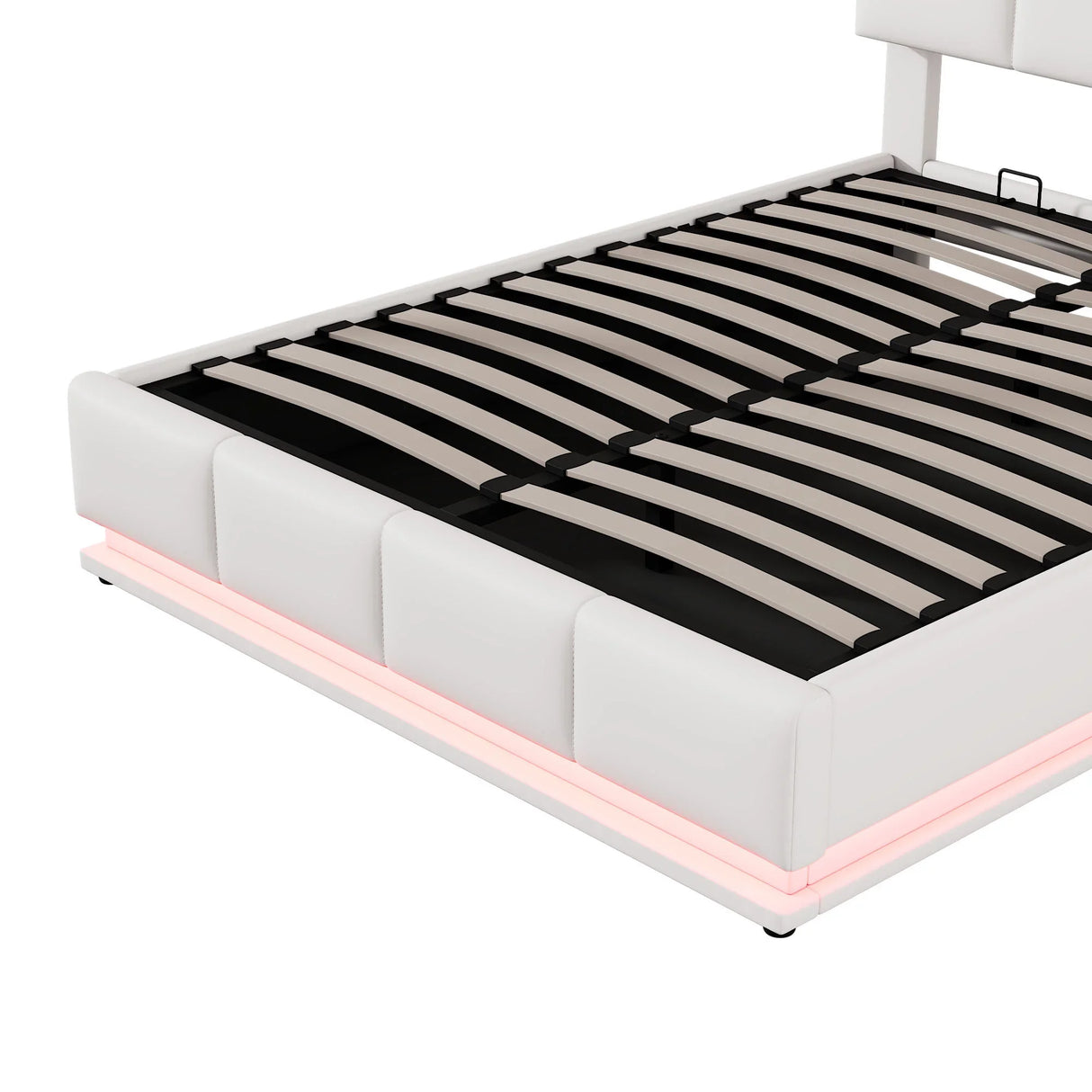 Platform Bed Tufted Upholstered Hydraulic Storage White - Furniture Home Direct