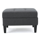 Ottoman With Birch Wood Legs And Cushioned Top For Comfort
