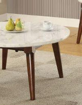 Gasha - Coffee Table - White Marble / Walnut - Furniture Home Direct