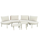6 Piece Patio Set, Half Moon Outdoor Sectional Sofa With 2 High Low Coffee Tables, 4 Pillows & Cushions - Furniture Home Direct