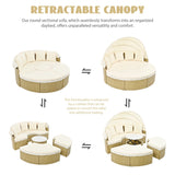 Outdoor Daybed With Retractable Canopy Cushions Beige - Furniture Home Direct