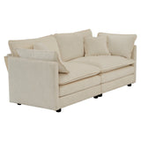 Extra Deep Seat 3 Piece Living Room Set with Sofa, Love Seat and Chair - Beige - Furniture Home Direct