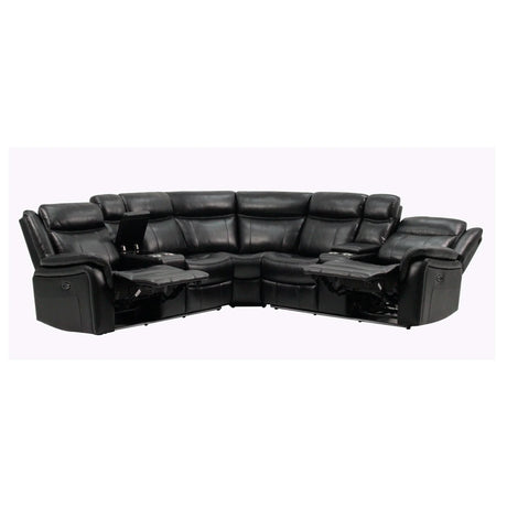 Jupiter - Power Leather Sectional - Black - Furniture Home Direct