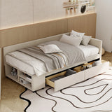 L Shaped Upholstered Platform Bed With Storage And Drawers - Furniture Home Direct