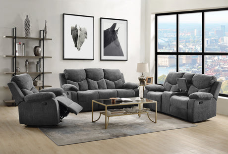 Kalen - Chenille 3 Piece Recliner Living Room Set - Gray - Furniture Home Direct