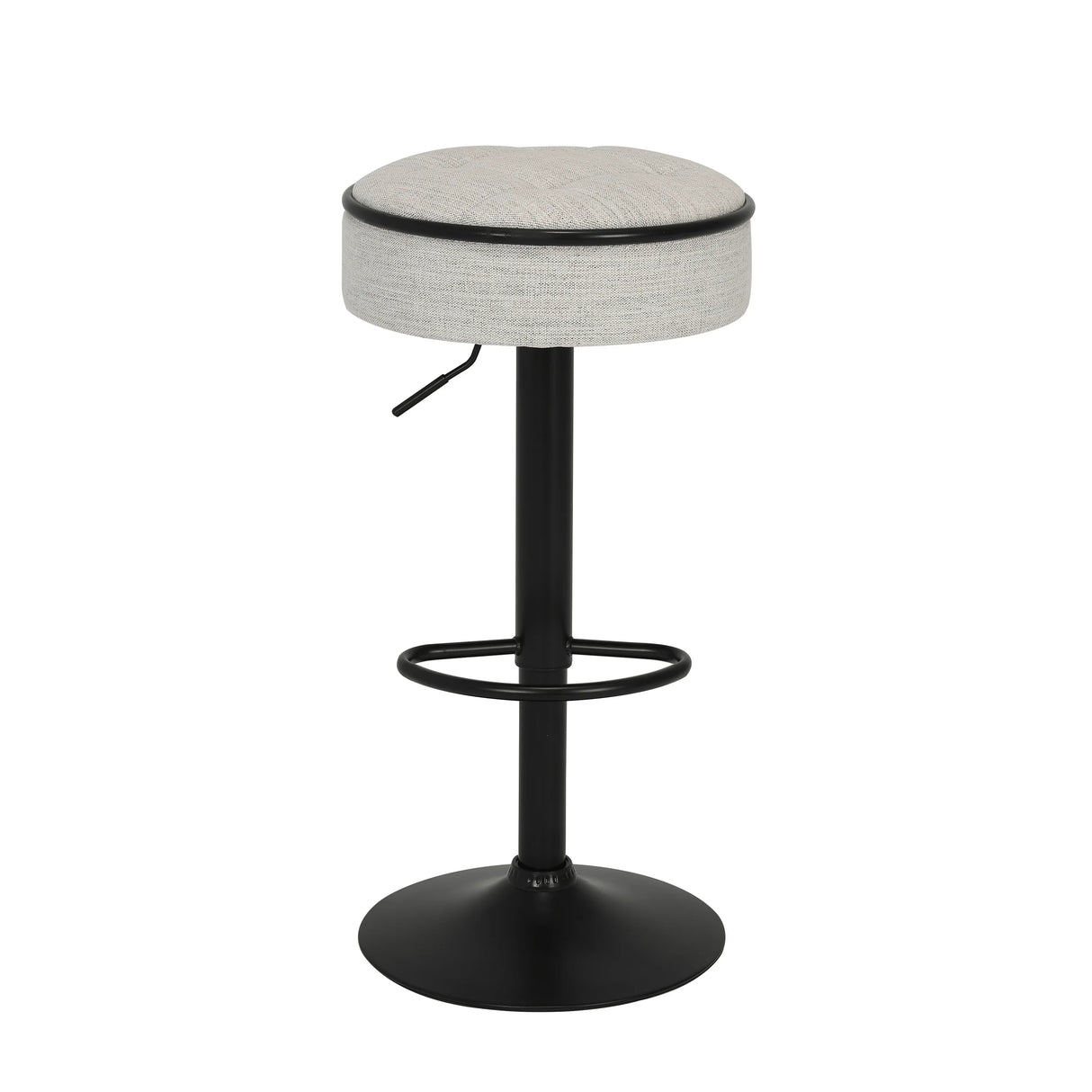 Counter Stool Round Linen Upholstered Seat Off White - Furniture Home Direct