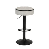 Counter Stool Round Linen Upholstered Seat Off White - Furniture Home Direct