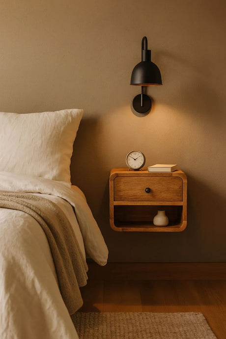 Mini Floating Open Bedside - Oak - Furniture Home Direct