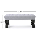 Bench Tufted Cushion with Arched Black Legs Light Grey - Furniture Home Direct