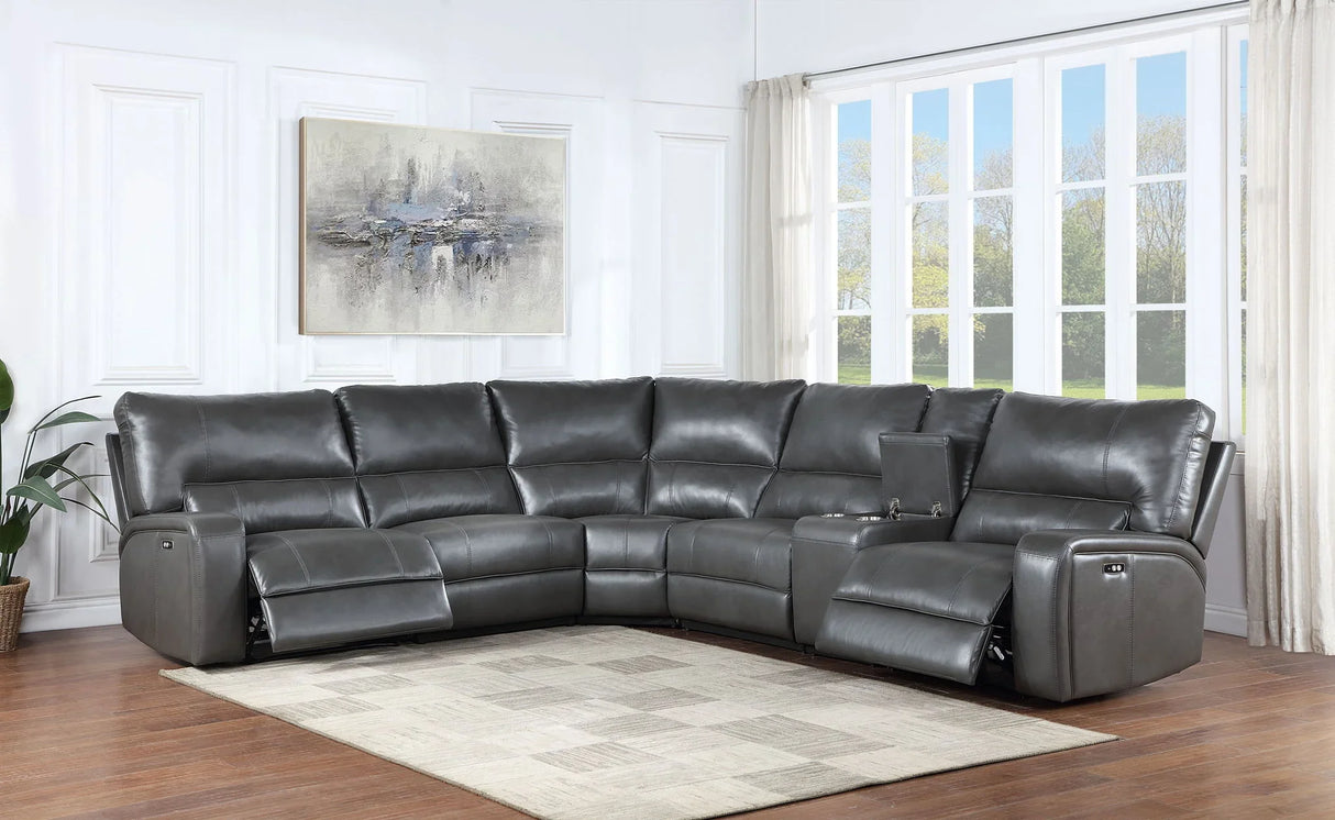 Saul - Power Recliner Sectional Sofa With USB Port Cupholder Console - Furniture Home Direct