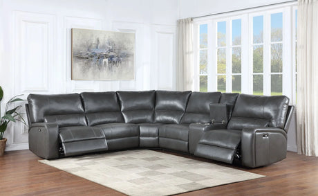 Saul - Power Recliner Sectional Sofa With USB Port Cupholder Console - Furniture Home Direct