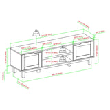 Modern 2 Door Open Storage TV Stand For TVs Up To 65" - Solid Black - Furniture Home Direct