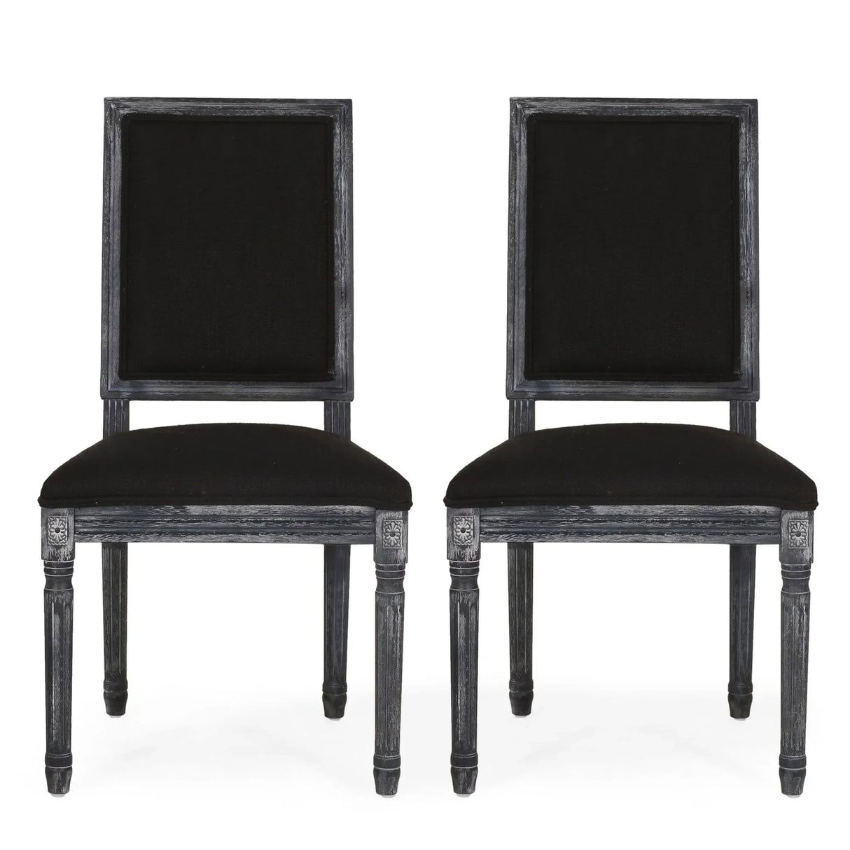 French Country Style Dining Chair With Upholstered Seating And Fluted Legs