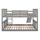 Full Over Full Bunk Bed With Ladder With Slide - Gray - Furniture Home Direct