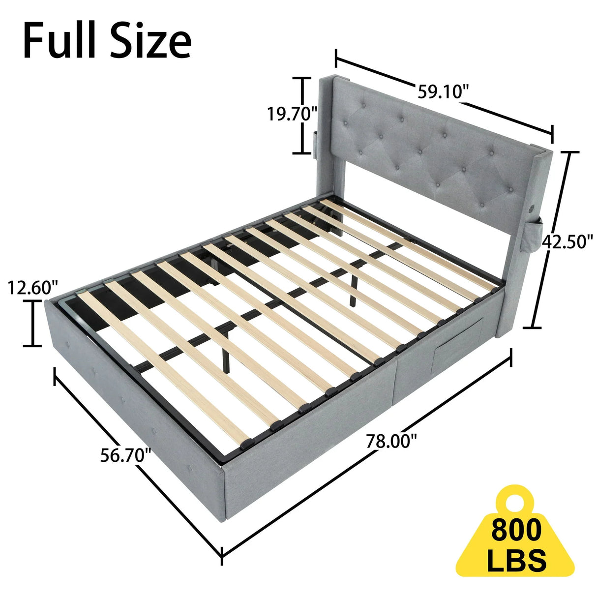 Bed With Gas Lift Storage, USB Ports - Furniture Home Direct