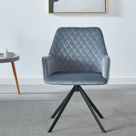 Modern Desk Chair No Wheel, Ergonomic Office Chair Home Office Upholstered Chair, Computer Chair For Bedroom, Reception Room, Living Room With Metal Legs - Blue - Furniture Home Direct
