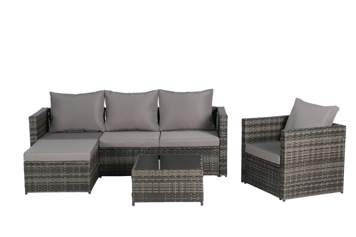 4 Piece Outdoor Sectional Set with Coffee Table - Furniture Home Direct