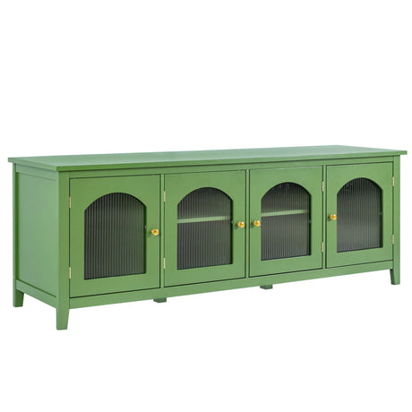 StylishTVcabinet Entertainment CenterTV Stand, TVconsoletable, Media Console, Solidwood Frame, Changhong Glass Door, Metal Handle - Furniture Home Direct
