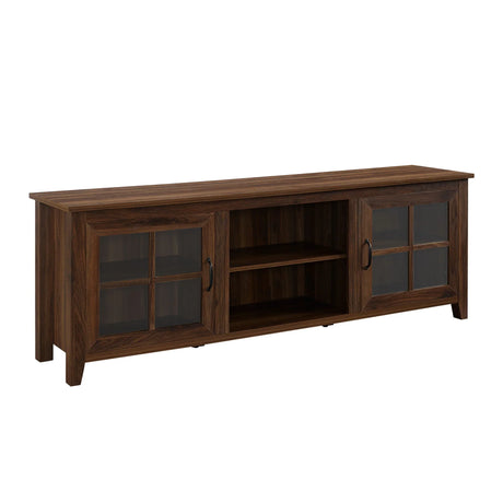 Modern Farmhouse 2 Door Glass Windowpane 70" TV Stand For 80" TVs - Furniture Home Direct
