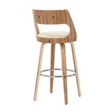 Cecina - Mid-Century Modern Fixed Height Barstool With Swivel (Set of 2) - Zebra / Cream - Furniture Home Direct