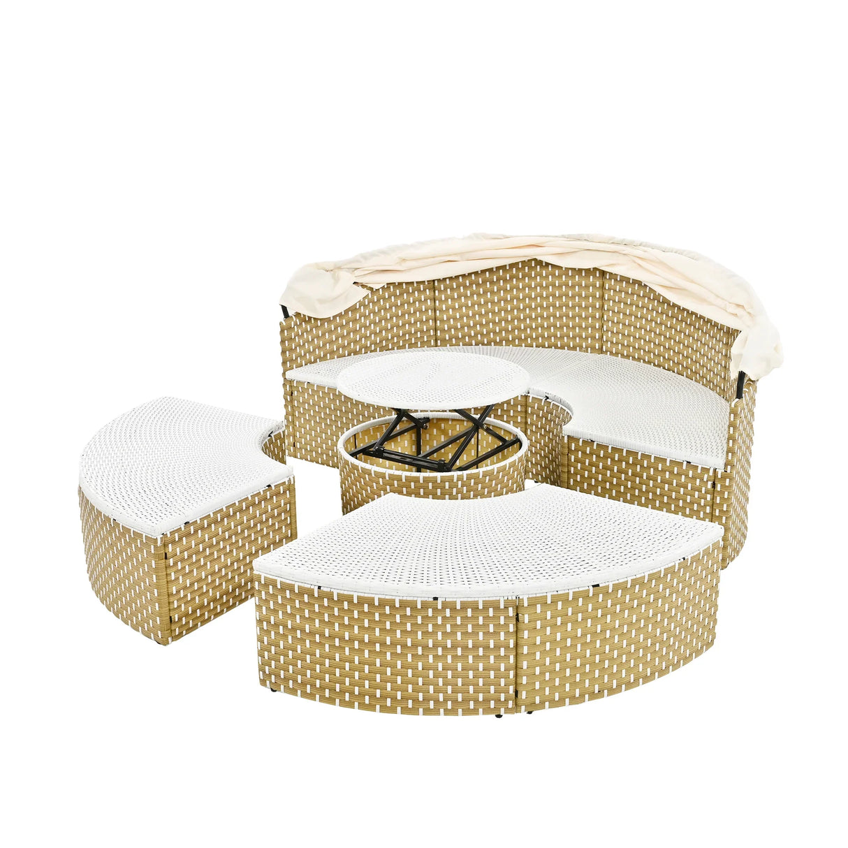 Outdoor Daybed With Retractable Canopy Cushions Beige - Furniture Home Direct