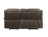Lydia - Leather Aire Motion Loveseat With USB Console - Brown - Furniture Home Direct