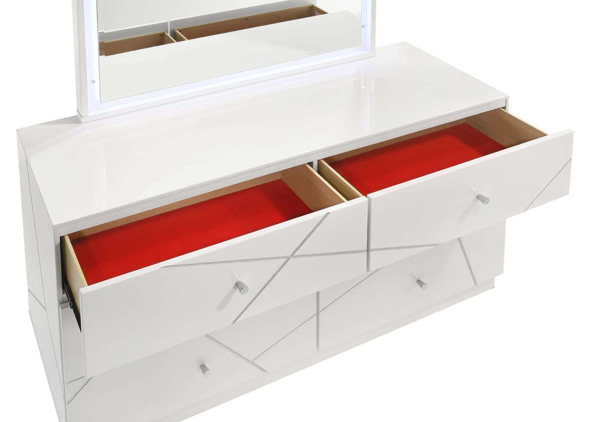 Bedroom Set Queen Bed Dresser Mirror Nightstand White - Furniture Home Direct